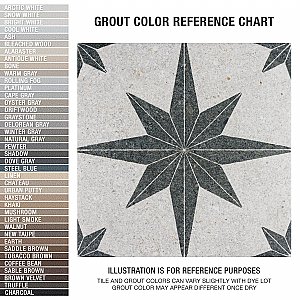 Compass Star White Stone 8" x 8" Porcelain Tile - Per Case of 25 Tile - 11.50 Sq. Ft. Per Case