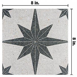 Compass Star White Stone 8" x 8" Porcelain Tile - Per Case of 25 Tile - 11.50 Sq. Ft. Per Case