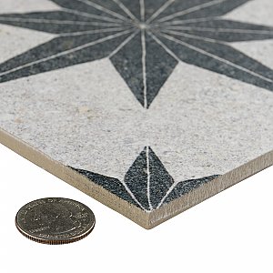 Compass Star White Stone 8" x 8" Porcelain Tile - Per Case of 25 Tile - 11.50 Sq. Ft. Per Case