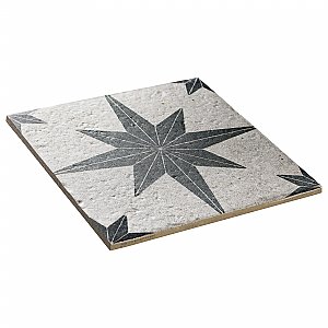 Compass Star White Stone 8" x 8" Porcelain Tile - Per Case of 25 Tile - 11.50 Sq. Ft. Per Case
