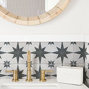Compass Star White Stone 8" x 8" Porcelain Tile - Per Case of 25 Tile - 11.50 Sq. Ft. Per Case