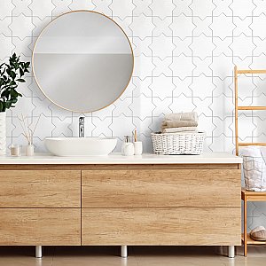 Argile Cross Bianco 7" x 7" Porcelain Floor and Wall Tile - 1 Tiles Per Case - 0.3 Square Feet