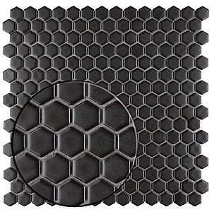 Colmena Matte Gunmetal Hex 11-1/2" x 11-5/8" Tile - Black - Per Case of 5 Sheets - 4.75 Square Feet