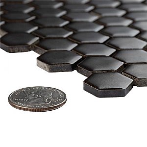 Colmena Matte Gunmetal Hex 11-1/2" x 11-5/8" Tile - Black - Per Case of 5 Sheets - 4.75 Square Feet