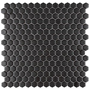 Colmena Matte Gunmetal Hex 11-1/2" x 11-5/8" Tile - Black - Per Case of 5 Sheets - 4.75 Square Feet