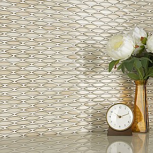 Pescado Glossy Crema 12"x 12-1/2" Porcelain Tile - Per Sheet - 1.06 Sq. Ft.