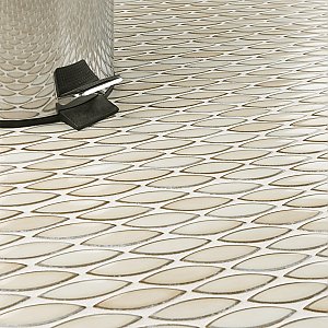 Pescado Glossy Crema 12"x 12-1/2" Porcelain Tile - Per Sheet - 1.06 Sq. Ft.