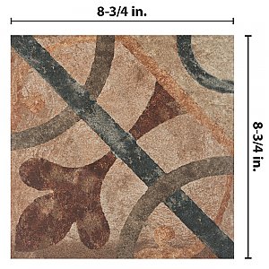 Americana Cleveland 8-3/4"x 8-3/4" Porcelain Floor Wall Tile - Per Case of 20 - 11.25 Square Feet