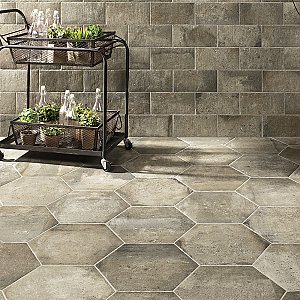Boston Ferro Hex Crema 14-1/8" x 16-1/4" Porcelain Tile - Sold Per Case of 9 - 11.05 Square Feet