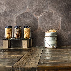 D'Anticatto Hex Notte 11" x 12-5/8" Porcelain Tile - Per Case of 15 - 11.22 Square Feet