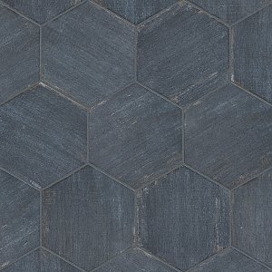 Retro Mini Hex Blue 7" x 8" Porcelain Floor & Wall Tile - Sold Per Case of 36 - 11.16 Sq. Ft.