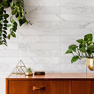 Tinos White 3-1/8" x 17-3/8" Porcelain Floor & Wall Tile - 30 Tiles Per Case - 12.0 Sq. Ft.