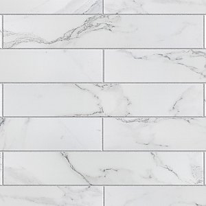 Tinos White 3-1/8" x 17-3/8" Porcelain Floor & Wall Tile - 30 Tiles Per Case - 12.0 Sq. Ft.