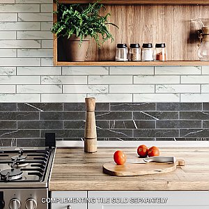 Tinos White 3-1/8" x 17-3/8" Porcelain Floor & Wall Tile - 30 Tiles Per Case - 12.0 Sq. Ft.