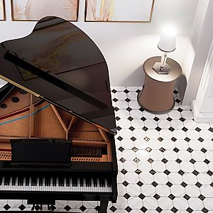 Merzoni Yard Marquina 13" x 13" Porcelain Floor and Wall Tile - 10 Tiles Per Case - 12.0 Square Feet
