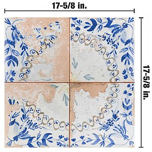 Kings Luxe Heritage Ornate 17-5/8" x 17-5/8" Ceramic Floor & Wall Tile - Sold Per Case of 5 - 10.95 Sq. Ft.