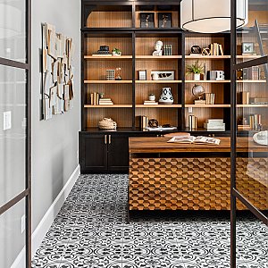 Merzoni Ornate Marquina 17-7/8" x 17-7/8" Porcelain Floor & Wall Tile - 5 Tiles Per Case - 11.25 Sq. Ft.