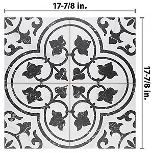 Merzoni Ornate Marquina 17-7/8" x 17-7/8" Porcelain Floor & Wall Tile - 5 Tiles Per Case - 11.25 Sq. Ft.