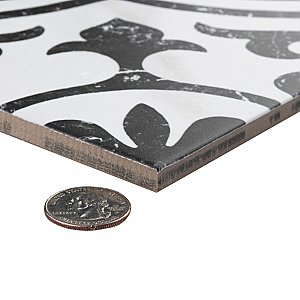 Merzoni Ornate Marquina 17-7/8" x 17-7/8" Porcelain Floor & Wall Tile - 5 Tiles Per Case - 11.25 Sq. Ft.