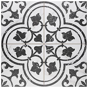 Merzoni Ornate Marquina 17-7/8" x 17-7/8" Porcelain Floor & Wall Tile - 5 Tiles Per Case - 11.25 Sq. Ft.