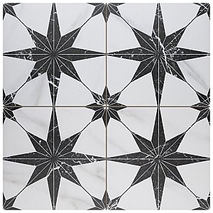 Merzoni Star Marquina 17-7/8" x 17-7/8" Porcelain Floor & Wall Tile - 5 Tiles Per Case - 11.25 Sq. Ft.