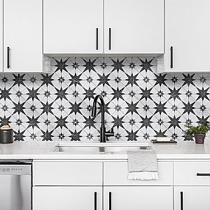 Merzoni Star Marquina 17-7/8" x 17-7/8" Porcelain Floor & Wall Tile - 5 Tiles Per Case - 11.25 Sq. Ft.