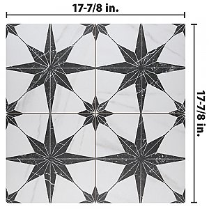 Merzoni Star Marquina 17-7/8" x 17-7/8" Porcelain Floor & Wall Tile - 5 Tiles Per Case - 11.25 Sq. Ft.