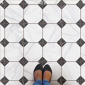 Merzoni Yard Marquina 17-7/8" x 17-7/8" Porcelain Floor and Wall Tile - 5 Tiles Per Case - 11.25 Square Feet