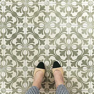 Kings Nouveau Sage 17-5/8" x 17-5/8" Ceramic Floor and Wall Tile - 5 Tiles Per Case - 10.95 Square Feet
