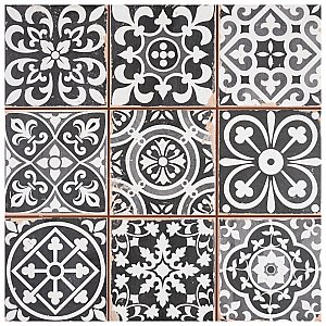Faenza Nero 13" x 13" Ceramic Tile - Per Case of 10 - 12 Sq. Ft. Per Case