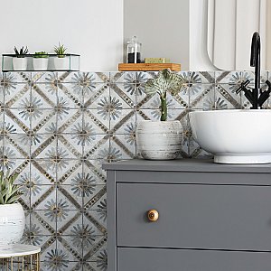 Harmonia Kings Marrakech Blue 13"x13"Ceramic Tile - Sold Per Case of 10 - 12.19 Square Feet