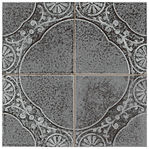 Kings Jaipur Black 17-5/8" x 17-5/8" Ceramic Floor and Wall Tile - 5 Tiles Per Case - 10.95 Square Feet