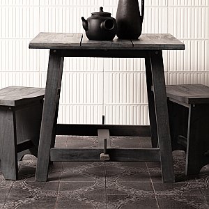 Kings Jaipur Black 17-5/8" x 17-5/8" Ceramic Floor and Wall Tile - 5 Tiles Per Case - 10.95 Square Feet