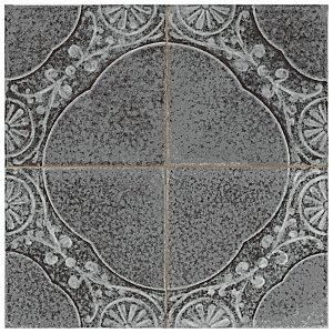 Kings Jaipur Black 17-5/8" x 17-5/8" Ceramic Floor and Wall Tile - 5 Tiles Per Case - 10.95 Square Feet