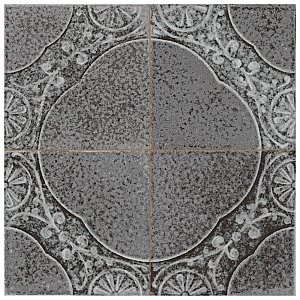 Kings Jaipur Black 17-5/8" x 17-5/8" Ceramic Floor and Wall Tile - 5 Tiles Per Case - 10.95 Square Feet