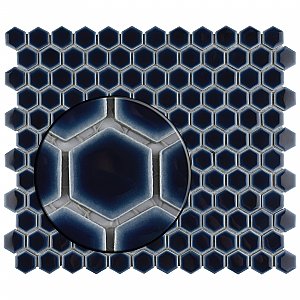 Hudson 1" Hex Smokey Blue 11-7/8" x 13-1/4" Porcelain Mosaic Tile - Case of 10 Pieces - 11.2 Square Feet Per Case