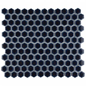 Hudson 1" Hex Smokey Blue 11-7/8" x 13-1/4" Porcelain Mosaic Tile - Case of 10 Pieces - 11.2 Square Feet Per Case