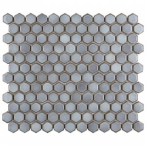 Hudson 1" Hex Grey Eye 11-7/8" x 13-1/4" Porcelain Mosaic Tile - Case of 10 Pieces - 11.2 Square Feet Per Case