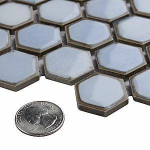Hudson 1" Hex Frost Blue 11-7/8" x 13-1/4" Porcelain Mosaic Tile - Case of 10 Pieces - 11.2 Square Feet Per Case