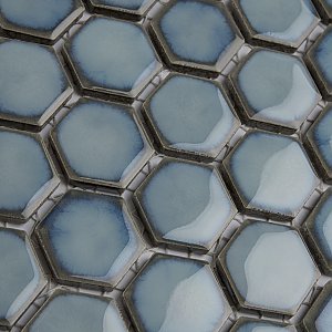 Hudson 1" Hex Marine Blue 11-7/8" x 13-1/4" Porcelain Mosaic Tile - Case of 10 Pieces - 11.2 Square Feet Per Case