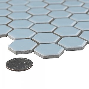 Hudson 1" Hex Cashmere Blue 11-7/8" x 13-1/4"  Porcelain Mosaic Tile -10 Tiles Per Case - 11.2 Sq. Ft.