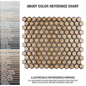 Hudson 1" Hex Caffe 11-7/8" x 13-1/4" Porcelain Mosaic Tile -10 Tiles Per Case - 11.2 Sq. Ft.