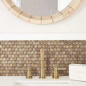 Hudson 1" Hex Caffe 11-7/8" x 13-1/4" Porcelain Mosaic Tile -10 Tiles Per Case - 11.2 Sq. Ft.