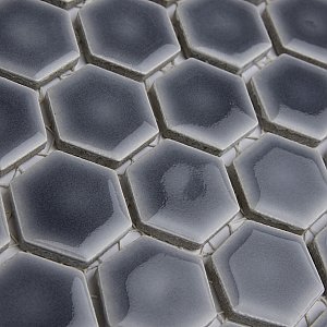 Hudson 1" Hex Storm Grey 11-7/8" x 13-1/4" Porcelain Mosaic Tile - Case of 10 Pieces - 11.2 Square Feet Per Case