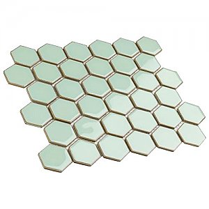 Hudson Due 2" Hex Light Green 10-7/8" x 12-5/8" Porcelain Mosaic Tile -10 Sheets Per Case -9.7 Sq. Ft.