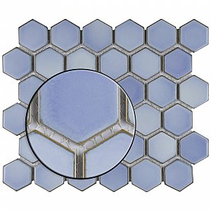 Hudson Due 2" Hex Frost Blue 10-7/8" x 12-5/8" Porcelain Mosaic Tile -10 Sheets Per Case -9.7 Sq. Ft.