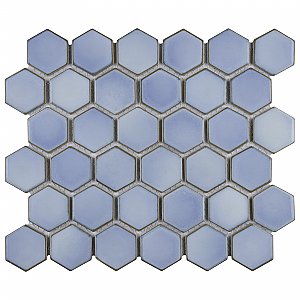 Hudson Due 2" Hex Frost Blue 10-7/8" x 12-5/8" Porcelain Mosaic Tile -10 Sheets Per Case -9.7 Sq. Ft.