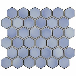 Hudson Due 2" Hex Frost Blue 10-7/8" x 12-5/8" Porcelain Mosaic Tile -10 Sheets Per Case -9.7 Sq. Ft.