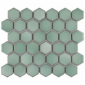 Hudson Due 2" Hex Mint Green 10-7/8" x 12-5/8" Porcelain Mosaic Tile -10 Sheets Per Case -9.7 Sq. Ft.
