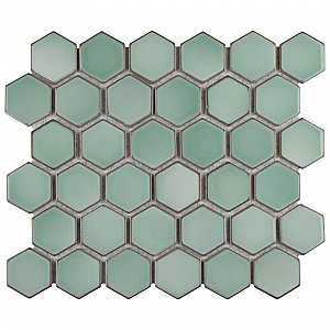 Hudson Due 2" Hex Mint Green 10-7/8" x 12-5/8" Porcelain Mosaic Tile -10 Sheets Per Case -9.7 Sq. Ft.